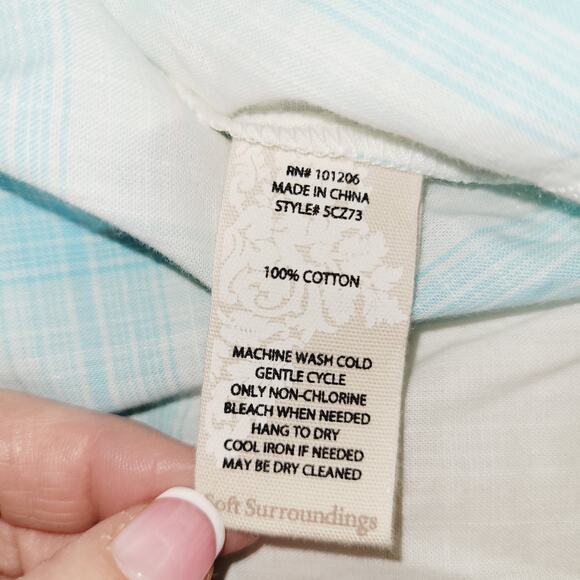 Soft Surroundings Womans 3X Teal Tunic Plaid Pastel Spring Easter Lagenlook Boho - Picture 7 of 10